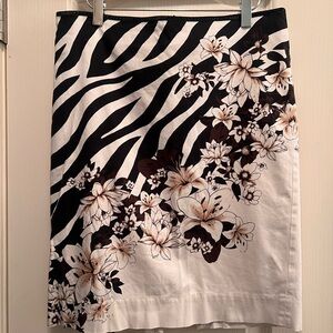 White House Black Market Zebra Floral Pencil Skirt